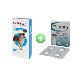 BRAVECTO FLEA & TICK PLUS MILBACTOR WORMER- LARGE DOG  (20-40kg) 